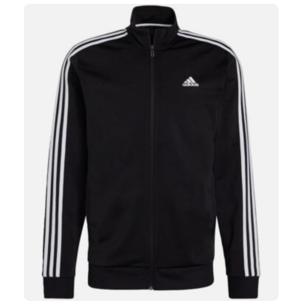 Adidas black and white essentials warm up 3 stripes zip up jacket. - Picture 11 of 11